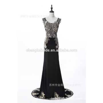 Fashion New Traditional Formal Evening Dress See Through Back Embroidered Crystal Prom Dress